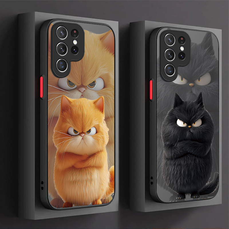 Samsung Galaxy A55 - جراب بتصميم زوج القطط الغاضبة لهاتف
